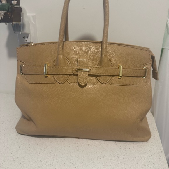 Tan real Leather Handbag new - Picture 3 of 9